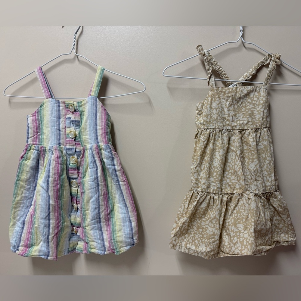 GAP Multicolor Striped and Beige Floral Kids Dresses